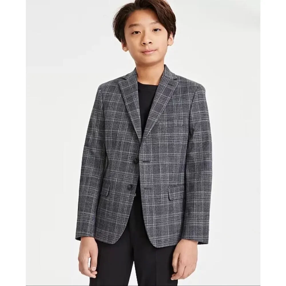 Michael Kors Youth Bkorba Classic Fit Plaid Suit Jacket Grey/Charcoal 16R